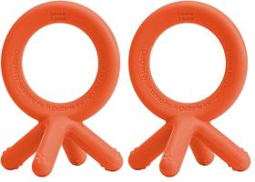 Comotomo Baby Silicone Teether Orange, pacote com 2
