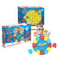 COMP Brinquedo Educativo Aprendendo as Horas Quebra-cabeça Patrulha Canina Madeira Alfabeto Nig Xalingo