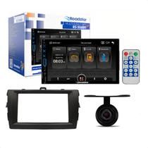 COMP Central Multimídia 7 pol RS-506BR + Moldura Toyota Corolla 2007 até 2013 Preto + Câmera de Ré Borboleta + Chicotes