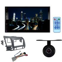 COMP Central Multimídia Mp5 2 Din 7 Espelhamento New Civic 2007 a 2011 Grafite com câmera de ré - HT 3000