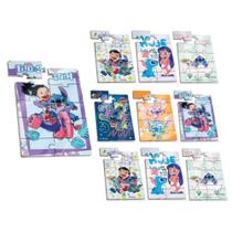 COMP Kit 10 Mini Quebra Cabeça de Madeira - Lilo & Stitch Sortidos Pais e Filhos