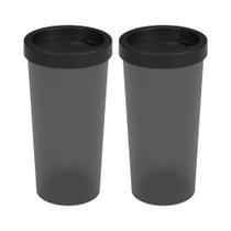 COMP Kit 2 Copos Coza com Tampa Nutri 500ml Preto Brinox