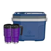 COMP Kit 2 Copos Térmicos Moove Roxo 590ml + Caixa Térmica SUV 20L Azul Termolar