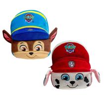 COMP Kit 2 Mochilas de Pelúcia Patrulha Canina Chase e Marshall Infantil Unissex Candide