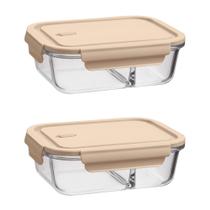 COMP Kit 2 Potes de Vidro Borossilicato UZ7047-CAP para organização Pote com divisória COMP Kit 2 Potes de Vidro Borossilicato UZ7047-CAP para organização Pote com divisória