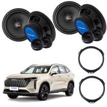 COMP Kit 4 Alto Falantes 2 Vias 6" Pol Mezzo MZ160.6 GWM HAVAL H6 + Aros Adaptadores Binde - Ophera