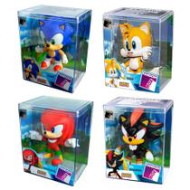 COMP Kit 4 Bonecos Colecionáveis Fandom Box Turma do Sonic: Sonic + Tails + Knuckles + Shadow