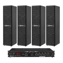 COMP Kit 4 Caixas de Som Passiva Vertical 4" 8 Ohms 200W + Amplificador Receiver 400W RMS Ths-6000
