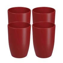 COMP Kit 4 Copos Plásticos de 275ml Vermelho Cozy Brinox para Cozinha e Bebidas