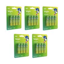 COMP Kit 5 Blister com 4 Unidades de Pilhas Alcalinas AA Comum - Elgin COMP Kit 5 Blister com 4 Unidades de Pilhas Alcalinas AA Comum - Elgin