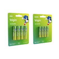 COMP Kit 8 Unidades Pilhas Alcalinas Elgin - 4 Pilhas AA Comum e 4 Pilhas Palito AAA COMP Kit 8 Unidades Pilhas Alcalinas Elgin - 4 Pilhas AA Comum e 4 Pilhas Palito AAA