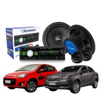 COMP Kit Alto Falante Ophera 6,5" 160W RMS + Auto Rádio Roadstar p/ Palio/Siena/Strada/Uno/Fiorino