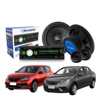 COMP Kit Alto Falantes 2 Vias Ophera 6,5" 160W RMS + Auto Rádio p/ Sandero/Logan/Clio/Kangoo