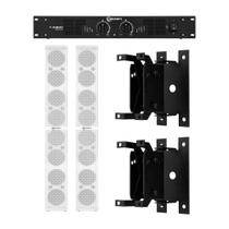 COMP Kit Amplificador 2 x 400W 4 Ohms + 2 Caixas de Som Passiva 4" 400W Branca + 2 Suportes COMP Kit Amplificador 2 x 400W 4 Ohms + 2 Caixas de Som Passiva 4" 400W Branca + 2 Suportes