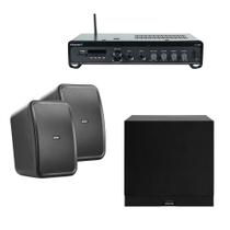 COMP Kit Amplificador Frahm para Ambientes - Amplificador Slim 2200 + Par de Caixas + Subwoofer