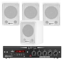 COMP Kit Amplificador Som Ambiente 80 Watts 4 canais THS 1800 + 4 Caixas Taramps Branca - Taramps