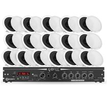 COMP Kit Amplificador Taramps THS 6000 + 16 Arandelas 6" 40 Watts RMS 8 Ohms Residenciais e comercios
