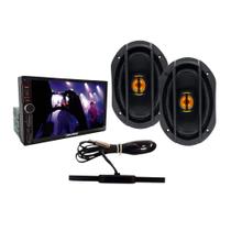 COMP Kit Antena Eletrônica + Alto-Falantes Leson 6x9" JB69 Flex + Multimídia Roadstar 7" RS401BR MI