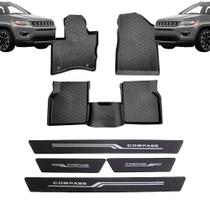 COMP Kit Automotivo Compass: Tapete Tipo Bandeja 4P Preto + Soleira Preta 4 Portas COMP Kit Automotivo Compass: Tapete Tipo Bandeja 4P Preto + Soleira Preta 4 Portas