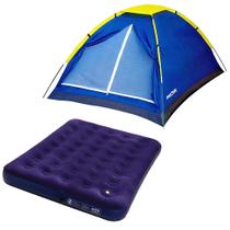 COMP Kit Barraca Camping Casal Iglu + Colchão Inflável Casal Multiuso com Inflador - MOR