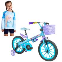 COMP Kit Bicicleta Infantil Aro 16" Frozen 02 Disney Nathor + Camiseta Frozen UV 50+