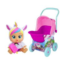 COMP Kit Boneca Cry Babies Loving Care Fitsy Dreamy + Carrinho de Passeio Cry Babies 64cm