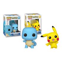 COMP Kit Boneco Colecionável Funko Pop! Pokémon Pikachu 553 + Squirtle 504 Miniatura Candide