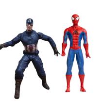 COMP Kit Bonecos Marvel Gigantes: Capitão América 45cm + Homem-Aranha 50cm - Mimo Toys