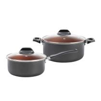 COMP Kit Brinox Topázio Panela 18cm 1,9L + Caçarola 18cm 1,9L Antiaderente Cinza Range COMP Kit Brinox Topázio Panela 18cm 1,9L + Caçarola 18cm 1,9L Antiaderente Cinza Range