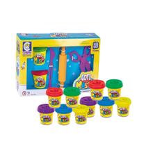 COMP Kit Brinquedo Infantil Massinha de Modelar Confeiteiro + 10 Potes de Coti Massa Cotiplás