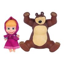 COMP Kit Brinquedos Infantis: Boneca Masha Articulada + Boneco Urso 18cm em Plástico Vinil