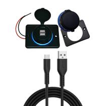 COMP Kit Carregador de Celular Automotivo + Cabo em Silicone Flexível Usb-a Para Usb-c 38w 1,5m