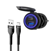 COMP Kit Carregador USB-A / USB-C Automotivo Tomada + Cabo COMP Kit Carregador USB-A / USB-C Automotivo Tomada + Cabo