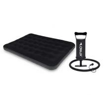 COMP Kit Colchão Inflável Casal Deluxe Comfort Preto + Bomba de Ar Manual Atrio ES290