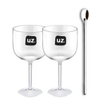 COMP Kit Coquetel Drink 2 Taças Gin de Plástico 600ml Transparente + Colher 30,5cm COMP Kit Coquetel Drink 2 Taças Gin de Plástico 600ml Transparente + Colher 30,5cm