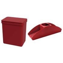 COMP Kit Cozinha Vermelho Bold: Lixeira com Tampa 2,5L + Organizador de Pia Brinox Coza