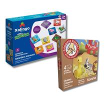 COMP Kit Educativo Infantil Quebra-Cabeça Savana Cooper Fun + Jogo da Memória Animais