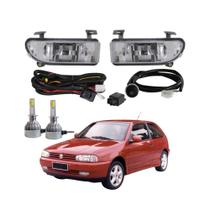 COMP Kit Farol Auxiliar Gol G2 1995 a 1999 Shocklight + Par Lâmpadas LED H3 Super Nano
