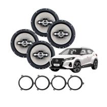 COMP Kit Kicks Alto Falantes Automotivo 6" Quadriaxial 70W RMS + Aros Adaptadores