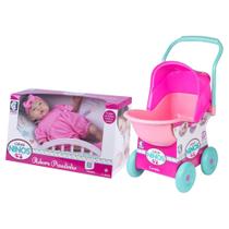COMP Kit Mamãe e Bebê: Boneca Reborn Pesadinho + Carrinho de Boneca Rosa com Capota Regulável COMP Kit Mamãe e Bebê: Boneca Reborn Pesadinho + Carrinho de Boneca Rosa com Capota Regulável
