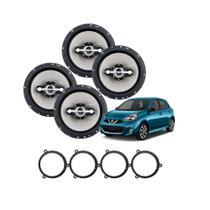 COMP Kit March Alto Falantes Automotivo 6" Quadriaxial 70W RMS Cada + Aros Adaptadores