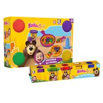 COMP Kit Massinha de Modelar Masha e o Urso: Pizzaria da Masha + Kit com 5 Potes