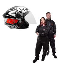 COMP Kit Motociclista Capa de Chuva PVC GG Preta + Capacete Pro Tork Tam 60 Aberto Preto ABSX COMP Kit Motociclista Capa de Chuva PVC GG Preta + Capacete Pro Tork Tam 60 Aberto Preto ABSX