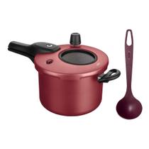 COMP Kit MTA: Panela de Pressão Antiaderente c/ Visor 4,5L Cereja + Concha de Nylon Supreme Vinho