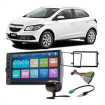 COMP Kit Multimídia 2 din Onix 2018 a 2021 MP5 7 pol Evolve Slim GP348 Multilaser + Moldura + Câmera de ré + Chicotes