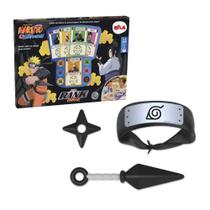 COMP Kit Naruto Shippuden Elka Jogo de Cartas + Kit Ninja com Bandana, Kunai e Shuriken (5+ Anos)