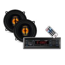 COMP Kit Par de Alto-Falantes Leson JB5 Flex 5” 110W + Rádio Automotivo H-Tech HT-1022 Bluetooth