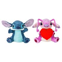 COMP Kit Pelúcia Angel Coração 30cm + Stitch Clássico com Mecanismo Luz e Som 30cm
