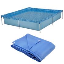 COMP Kit Piscina Estruturada Quadrada 1500 Litros + Lona 4x4 Cor Azul