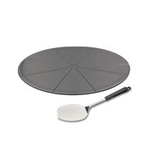 COMP Kit Pizza Tramontina Espátula Inox + Tábua de Corte para Pizza em Polipropileno Cinza